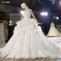 Jancember HTL1595 Luxury Satin Off Shoulder Beaded Applique Wedding Dress